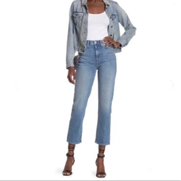 NEW Hudson Zoeey High Rise Straight Leg Light Blue Denim Jeans Size 25 - Picture 4 of 7